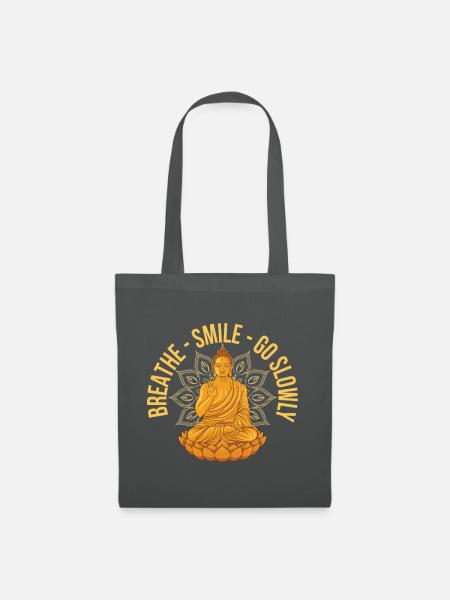 Buddha Smile Breath Meditiere - Stoffbeutel - Graphite