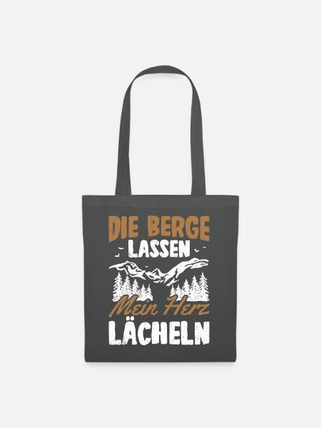 Die Berge Lassen Mein Herz Lächeln Wanderer Spruch - Stoffbeutel - Graphite