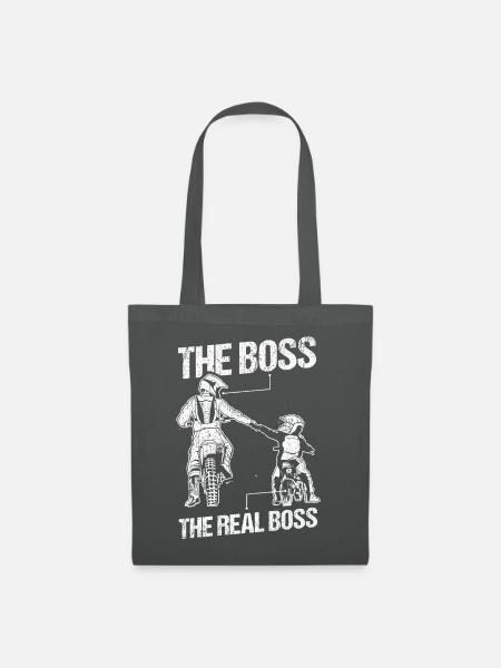 The Boss The Real Boss - Papa Sohn Motocross Vater - Stoffbeutel - Graphite
