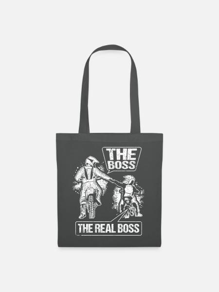 The Boss The Real Boss - Papa Sohn Motocross Vater - Stoffbeutel - Graphite