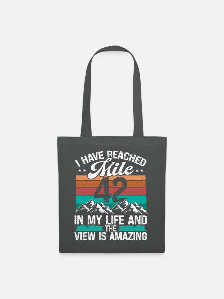 42 Year Old Hiker Mountains Hiking 42 Birthday - Stoffbeutel - Graphite