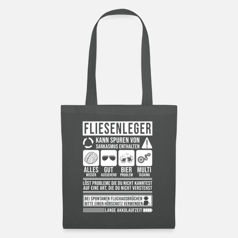 Fliesenleger Spruch lustig - Stoffbeutel - Graphite