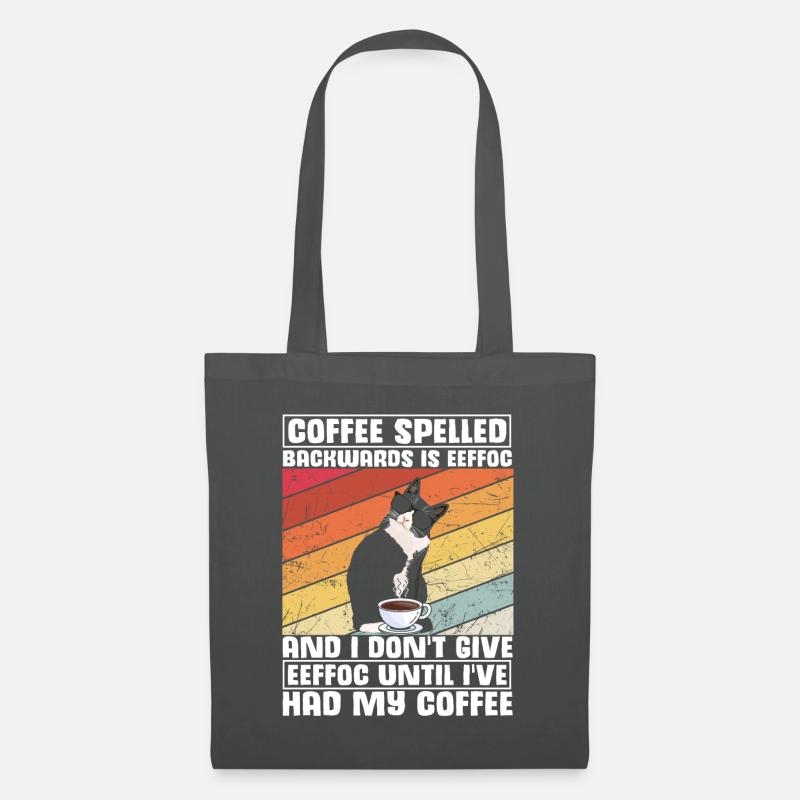 Coffee spelled backwards is Eeffoc | I Hate Mornin - Stoffbeutel - Graphite