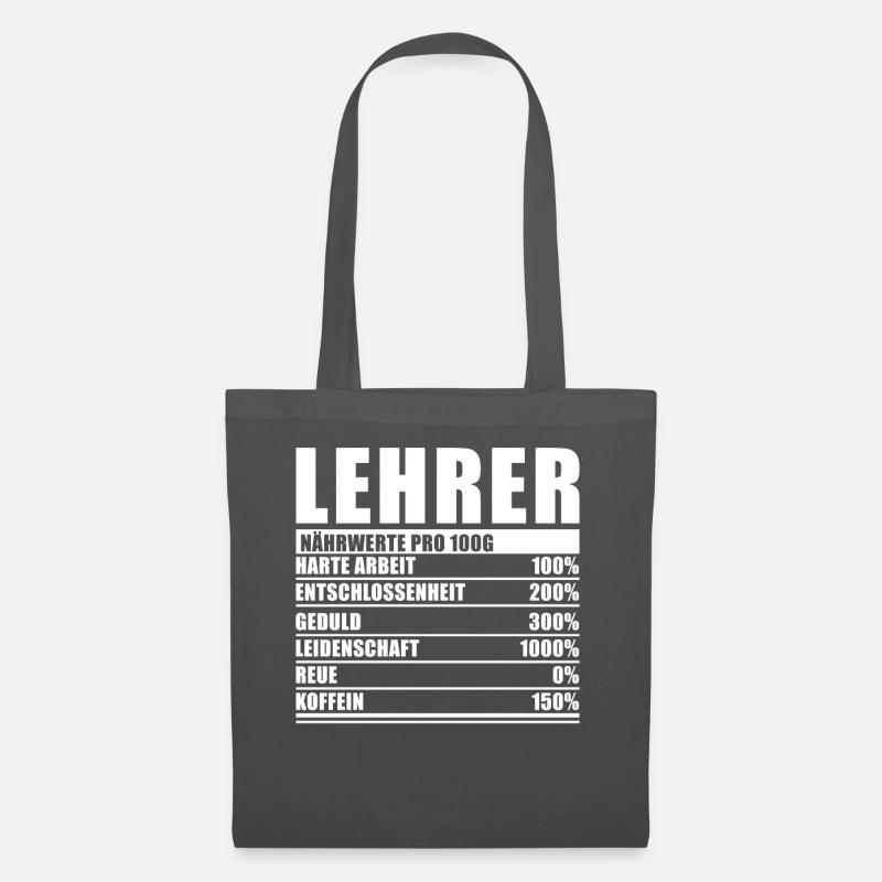 Lehrer Spruch Lustiger Lehrer Nährwert - Stoffbeutel - Graphite