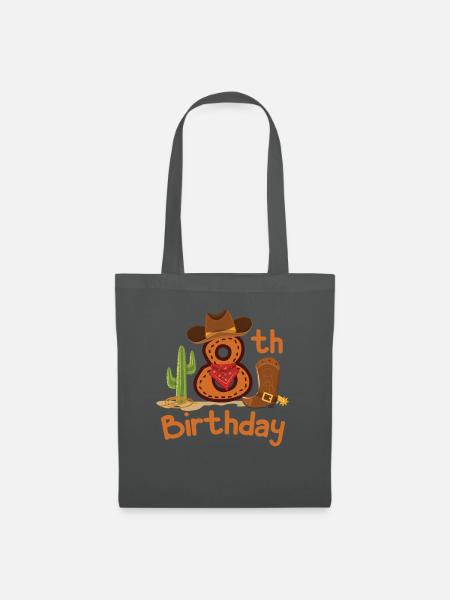 Cowboy 8. Geburtstag Geschenk Kindergeburtstag - Stoffbeutel - Graphite