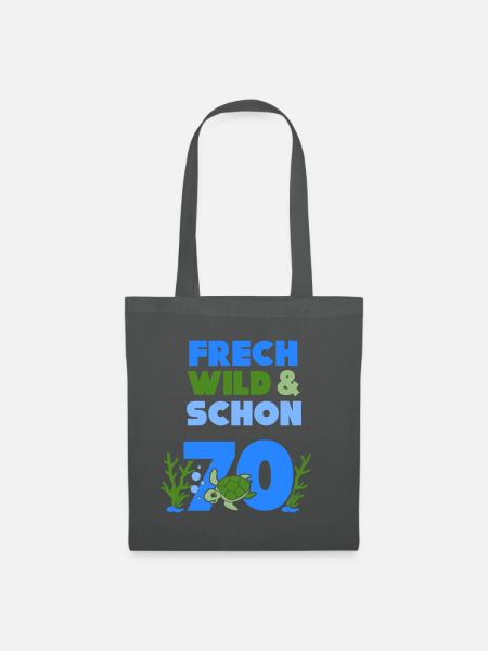 Geschenk 70 Jahre Geburtstag Frau Schildkröte - Stoffbeutel - Graphite