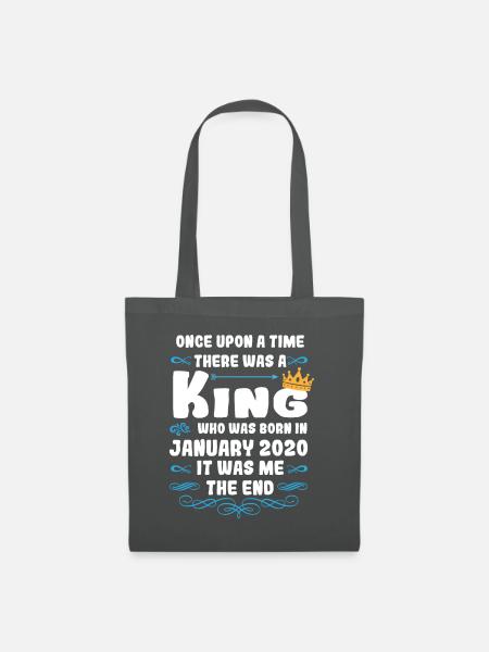 Es war einmal ein König. Januar 2020 Geburtstag - Stoffbeutel - Graphite