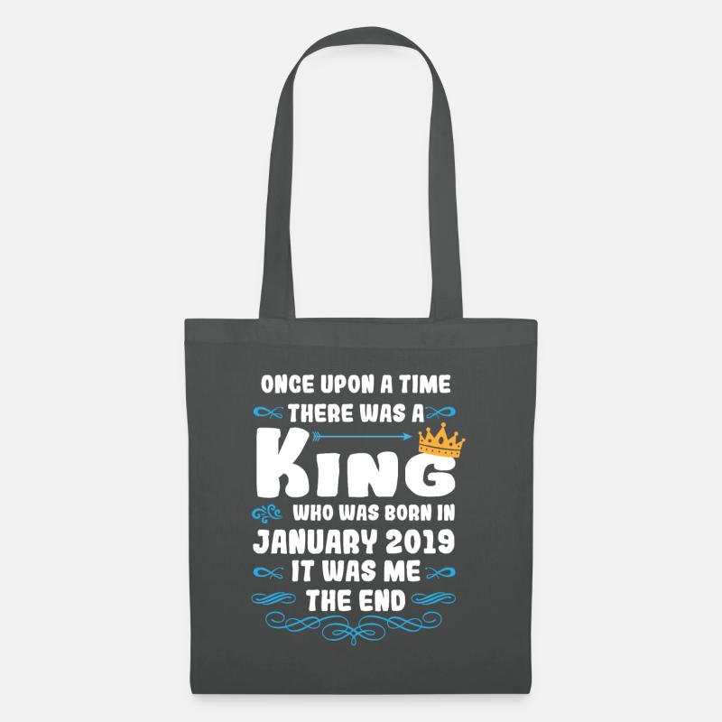 Es war einmal ein König. Januar 2019 Geburtstag - Stoffbeutel - Graphite