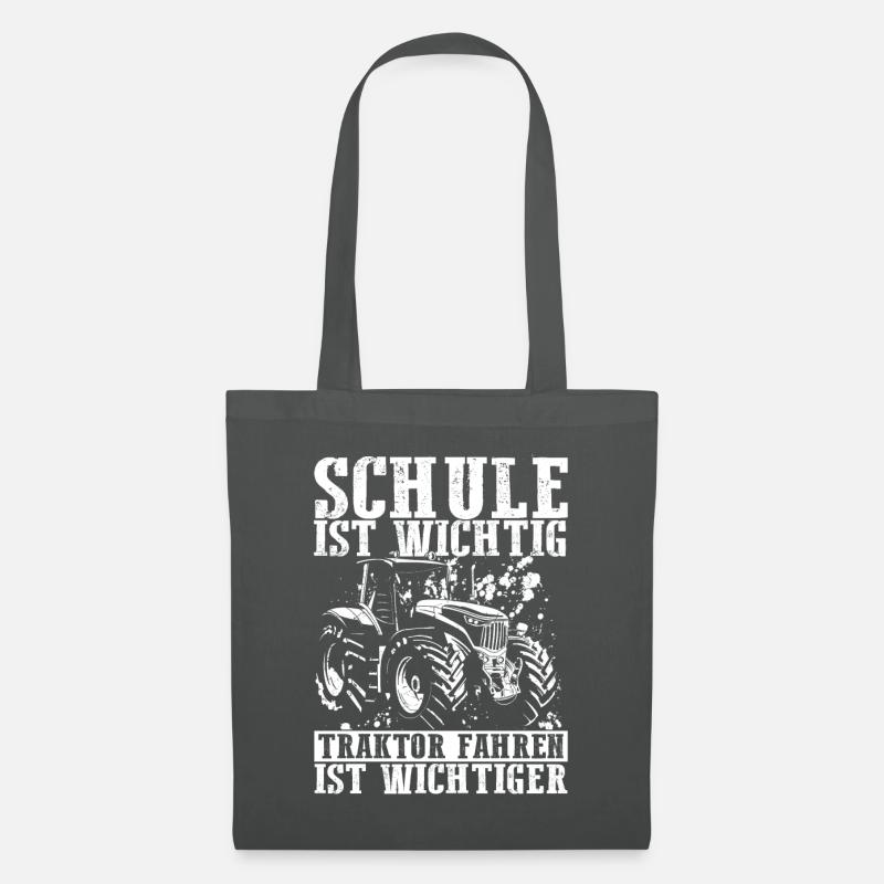 Traktor Spruch Schule Ist Wichtig Traktor Jungen T - Stoffbeutel - Graphite