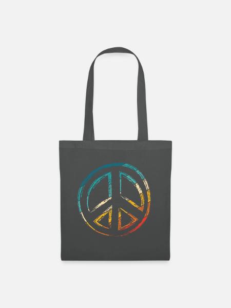 Friedenszeichen - Peace Frieden - Stoffbeutel - Graphite