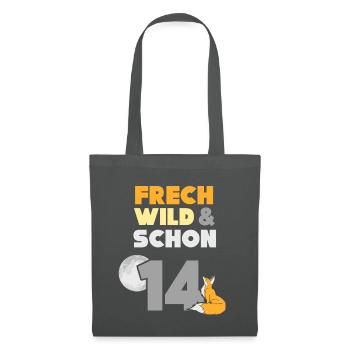 14 Jahre Geburtstag Junge Mädchen Fuchs - Stoffbeutel - Graphite - Vorne