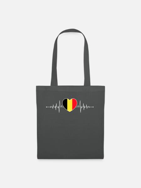 Belgien Herzschlag Belgische Flagge Belgier - Stoffbeutel - Graphite