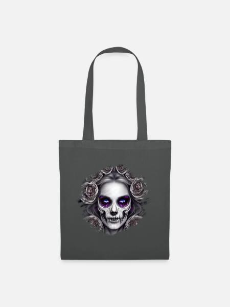 Totenkopf Frau - Fantasy - Stoffbeutel - Graphite