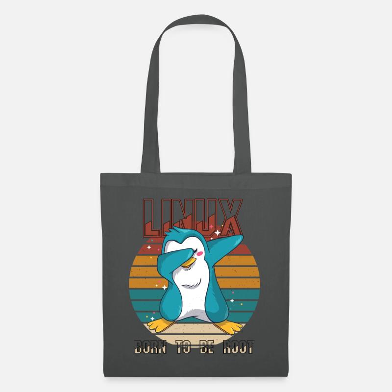 Geek Born To Be Root Linux Penguin Nerd Programmer - Stoffbeutel - Graphite