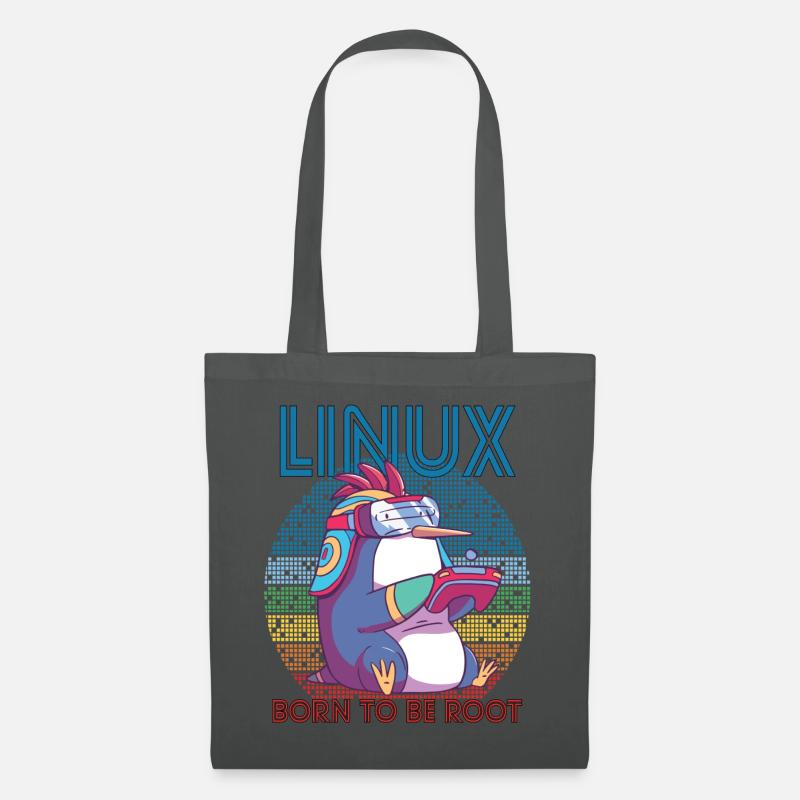 Linux Gamer Penguin Root Party Geek Programmer Adm - Stoffbeutel - Graphite