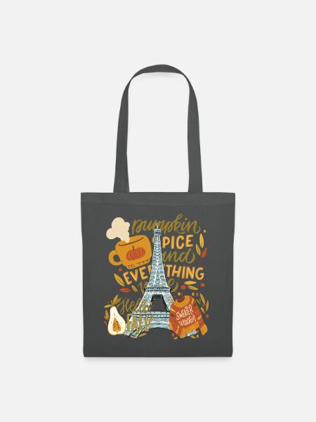 Paris Hallo Herbst Kürbisse auf Eiffelturm Herbst - Stoffbeutel - Graphite