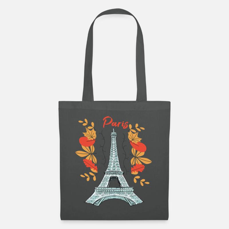 Paris mit Herbstblättern Eiffelturm im Herbst Fran - Stoffbeutel - Graphite