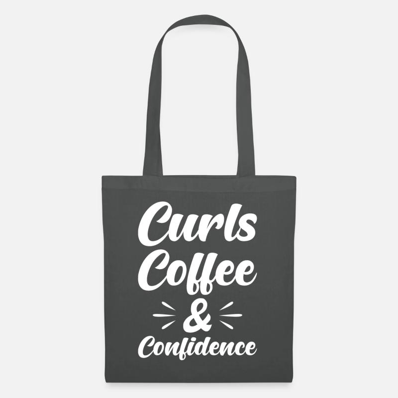 Locken Kaffee und Selbstbewusstsein - Stoffbeutel - Graphite