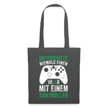 Unterschätze niemals einen Vater mit Controller - Stoffbeutel - Graphite - Vorne