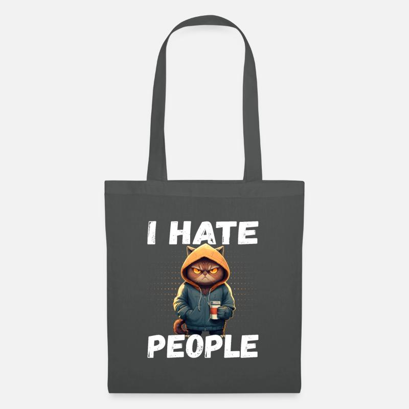 I Hate People - Kaffee Katzen Introvertiert - Stoffbeutel - Graphite