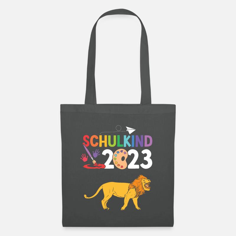 Löwe Schulanfang Schulkind 2023 - Stoffbeutel - Graphite