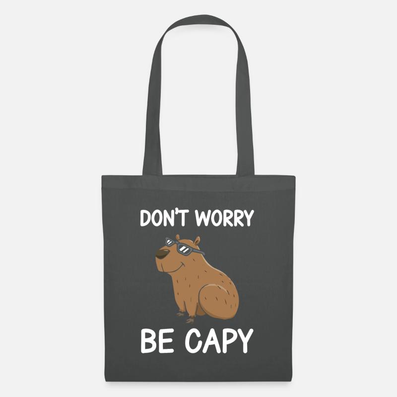 Capybara Geschenk Idee Dont Worry Be Capy - Stoffbeutel - Graphite