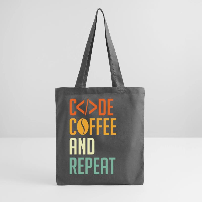 Coder Spruch Code Coffee and Repeat Tote Bag