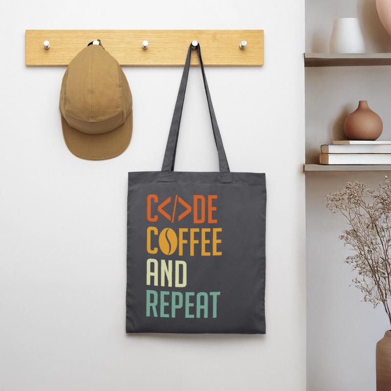 Codeur Spruch Code Café et Répéter Sac en tissu