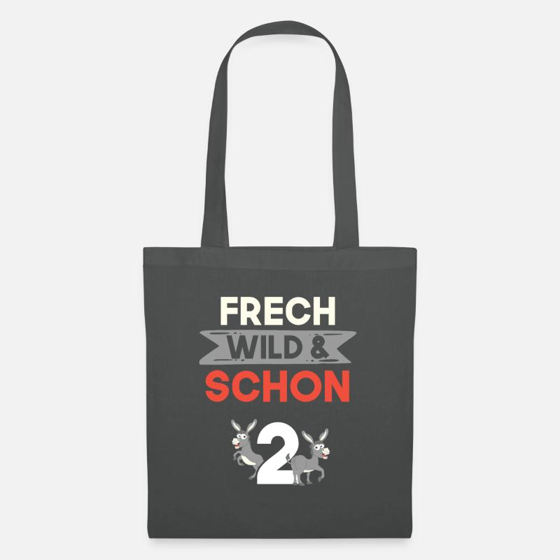 2 Jahre Geburtstag Junge Mädchen Esel - Stoffbeutel - Graphite