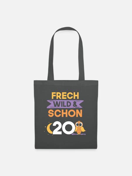 Geschenk 20 Jahre Geburtstag Eule - Stoffbeutel - Graphite