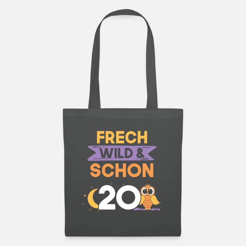Geschenk 20 Jahre Geburtstag Eule - Stoffbeutel - Graphite