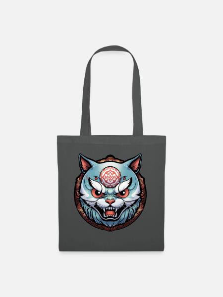 Blaue Nekomata - Stoffbeutel - Graphite