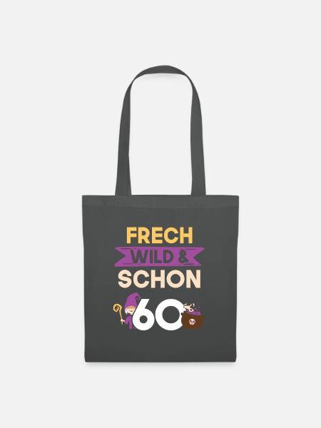 Geschenk 60 Jahre Geburtstag Halloween Hexe - Stoffbeutel - Graphite