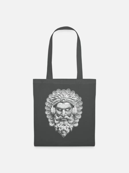 Hip-Hop Style mit Göttermaske: Streetwear Tee - Stoffbeutel - Graphite