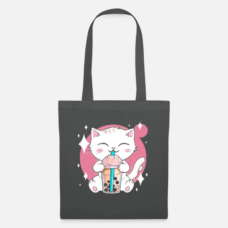 Kawaii Bubble Tea Katze Boba Milch - Stoffbeutel - Graphite