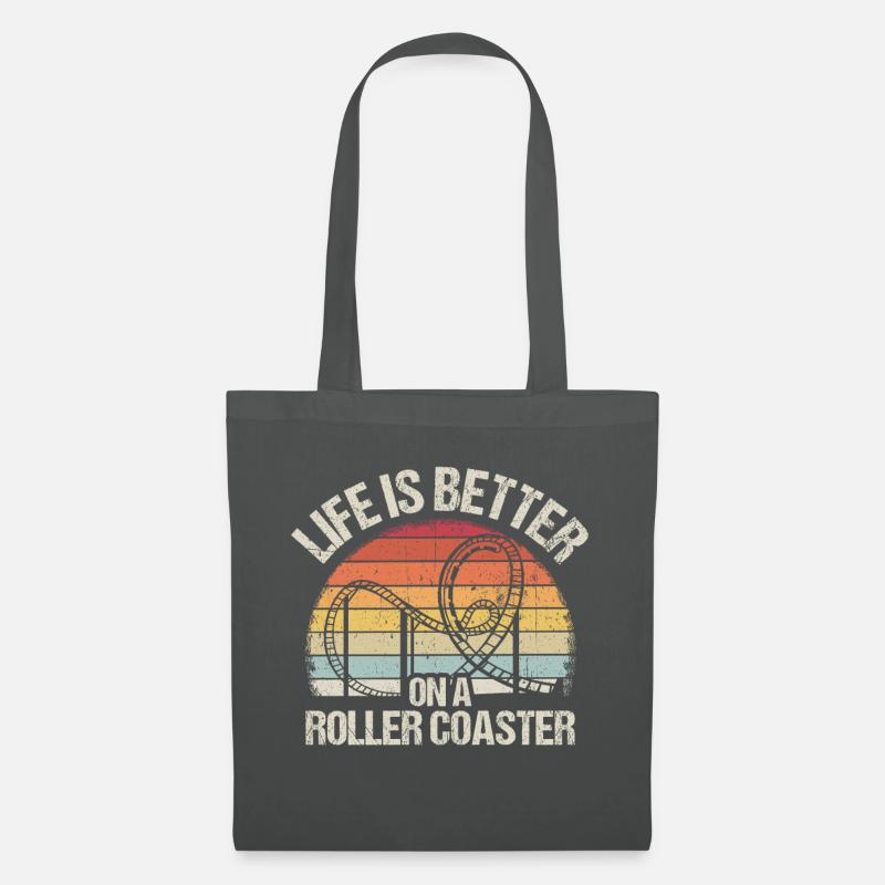 Roller Coaster Roller Coaster Fun Fun Amusement Park Li - Tote Bag - graphite grey