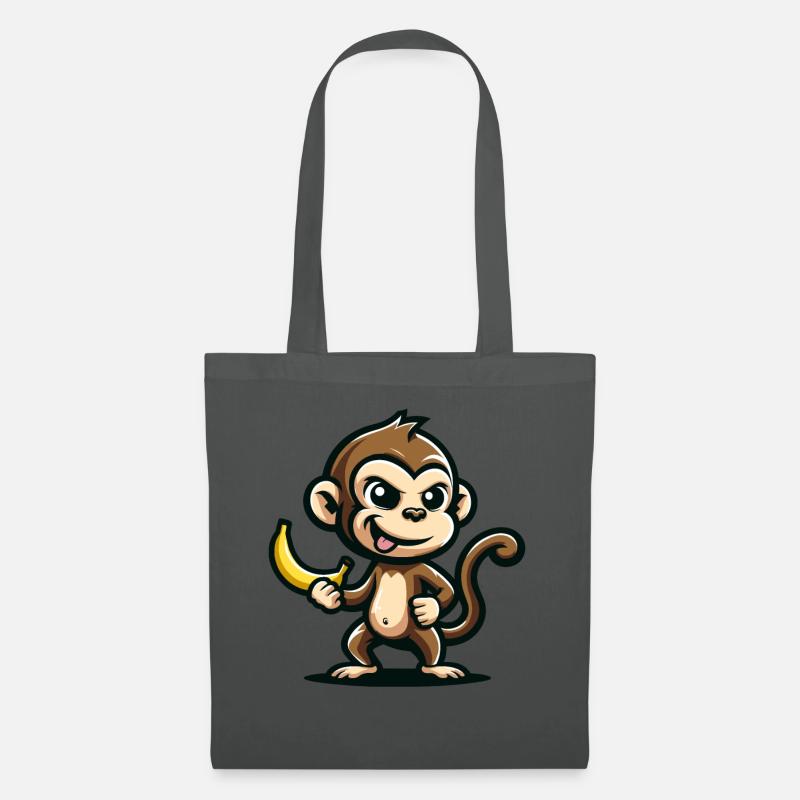 Affe mit Banane frech - Stoffbeutel - Graphite