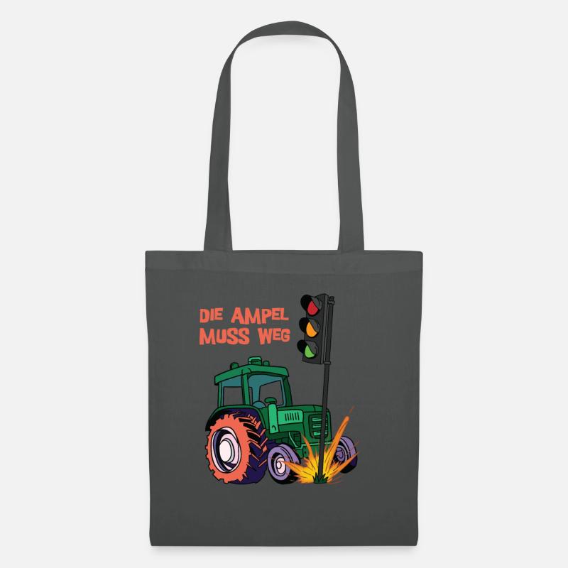 Die Ampel muss weg! Traktor rammt Ampel - Stoffbeutel - Graphite