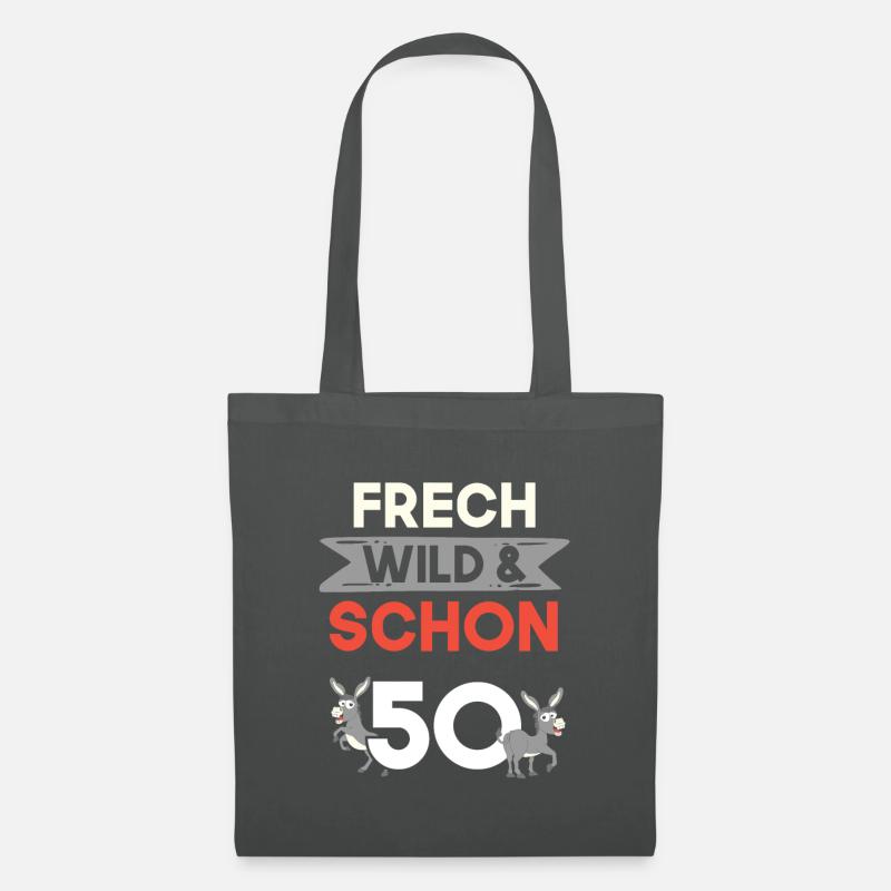 Geschenk 50 Jahre Geburtstag Esel - Stoffbeutel - Graphite