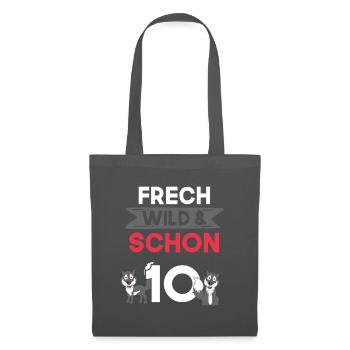 10 Jahre Geburtstag Junge Mädchen Wolf - Stoffbeutel - Graphite - Vorne