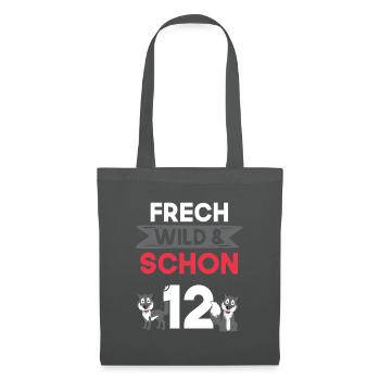 12 Jahre Geburtstag Junge Mädchen Wolf - Stoffbeutel - Graphite - Vorne