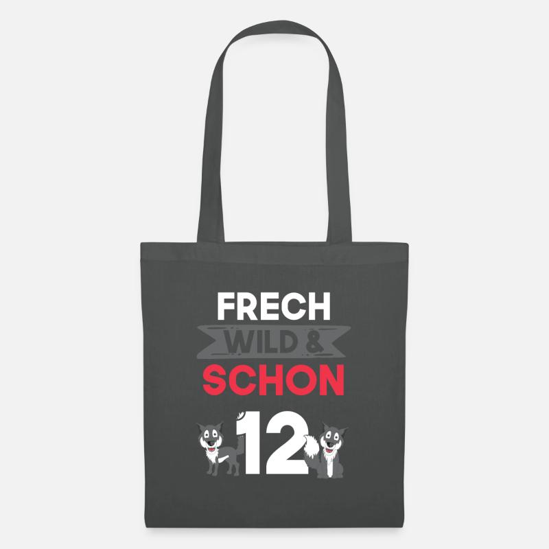 12 Jahre Geburtstag Junge Mädchen Wolf - Stoffbeutel - Graphite