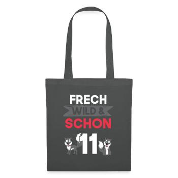 11 Jahre Geburtstag Junge Mädchen Wolf - Stoffbeutel - Graphite - Vorne