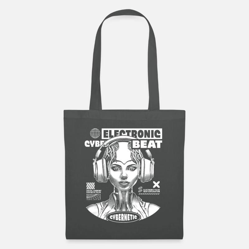 Futuristisches Techno Shirt: EDM Prinzessin Style - Stoffbeutel - Graphite