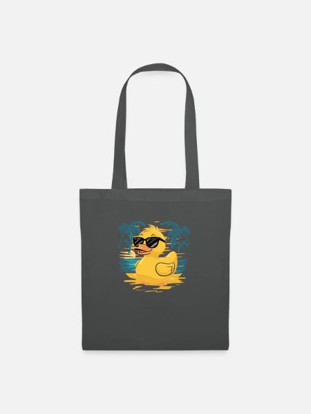 Coole Gummiente am Strand - Stoffbeutel - Graphite