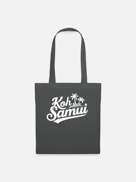 Koh Samui Souvenir Palmen Strand Design - Stoffbeutel - Graphite
