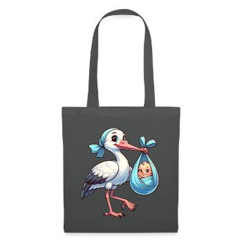 Jolie illustration d’une cigogne avec bébé dans le - Sac en tissu - gris graphite - Devant