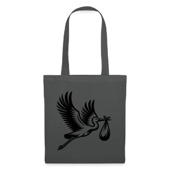 Cigogne avec bébé paquet illustration noir et blanc - Sac en tissu - gris graphite - Devant