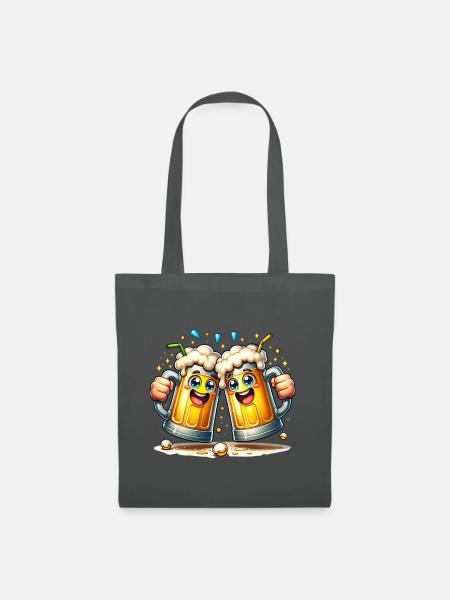 Fröhliche Bierkrüge mit Schaum - Stoffbeutel - Graphite