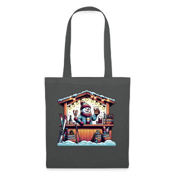 Cozy snowman at winter ski stand - Tote Bag - graphite grey - Front